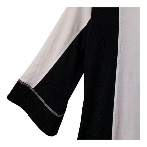 Suzanne Betro Dress Women's Plus Size XL Black White Long Sleeve Knit Pockets - Picture 8 of 11